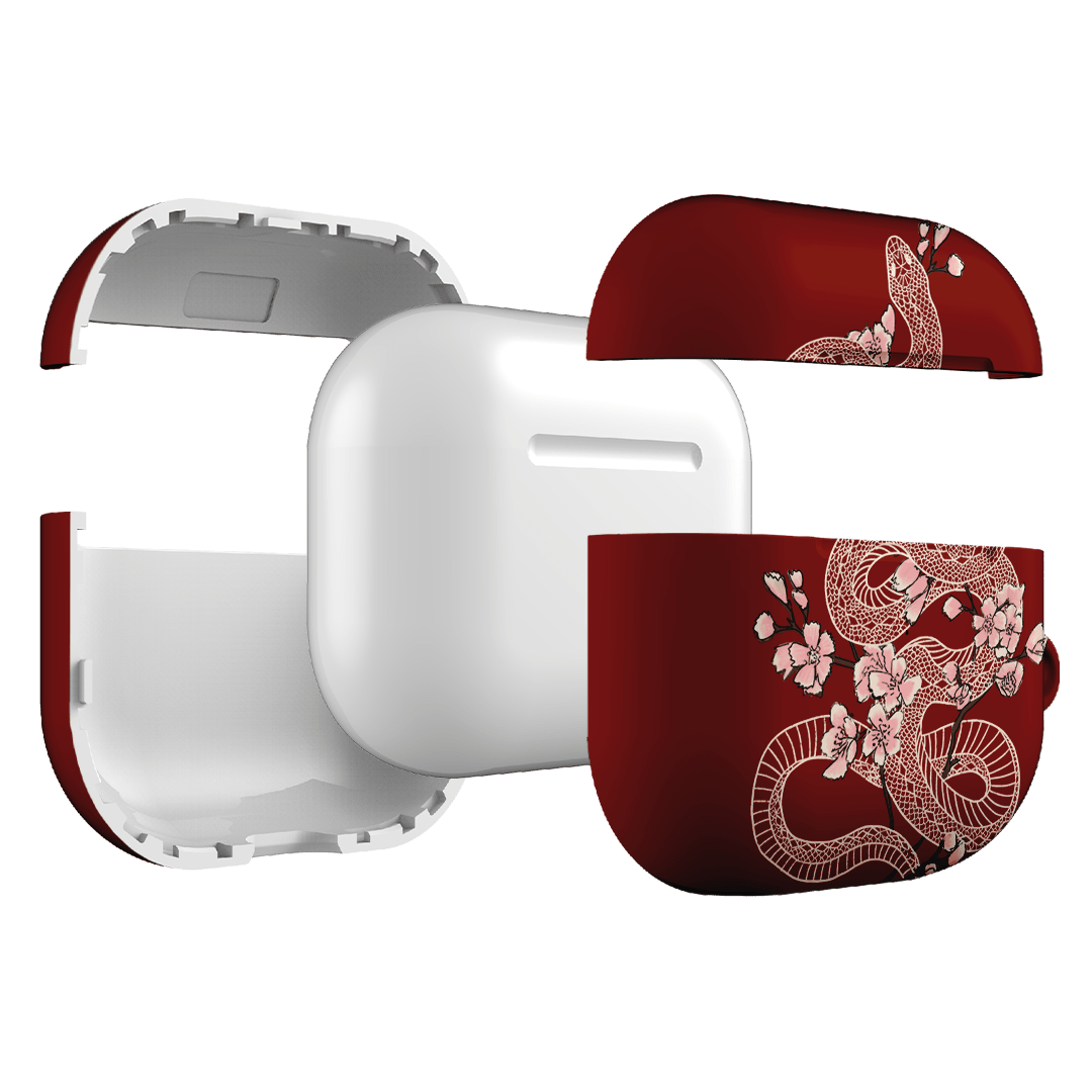 Blossom Snake in Red AirPods Case