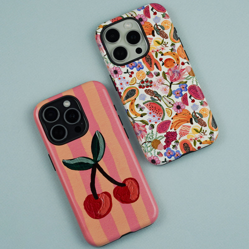 Amy Gibbs phone cases featuring bold artistic designs and creative color combinations for stylish protection