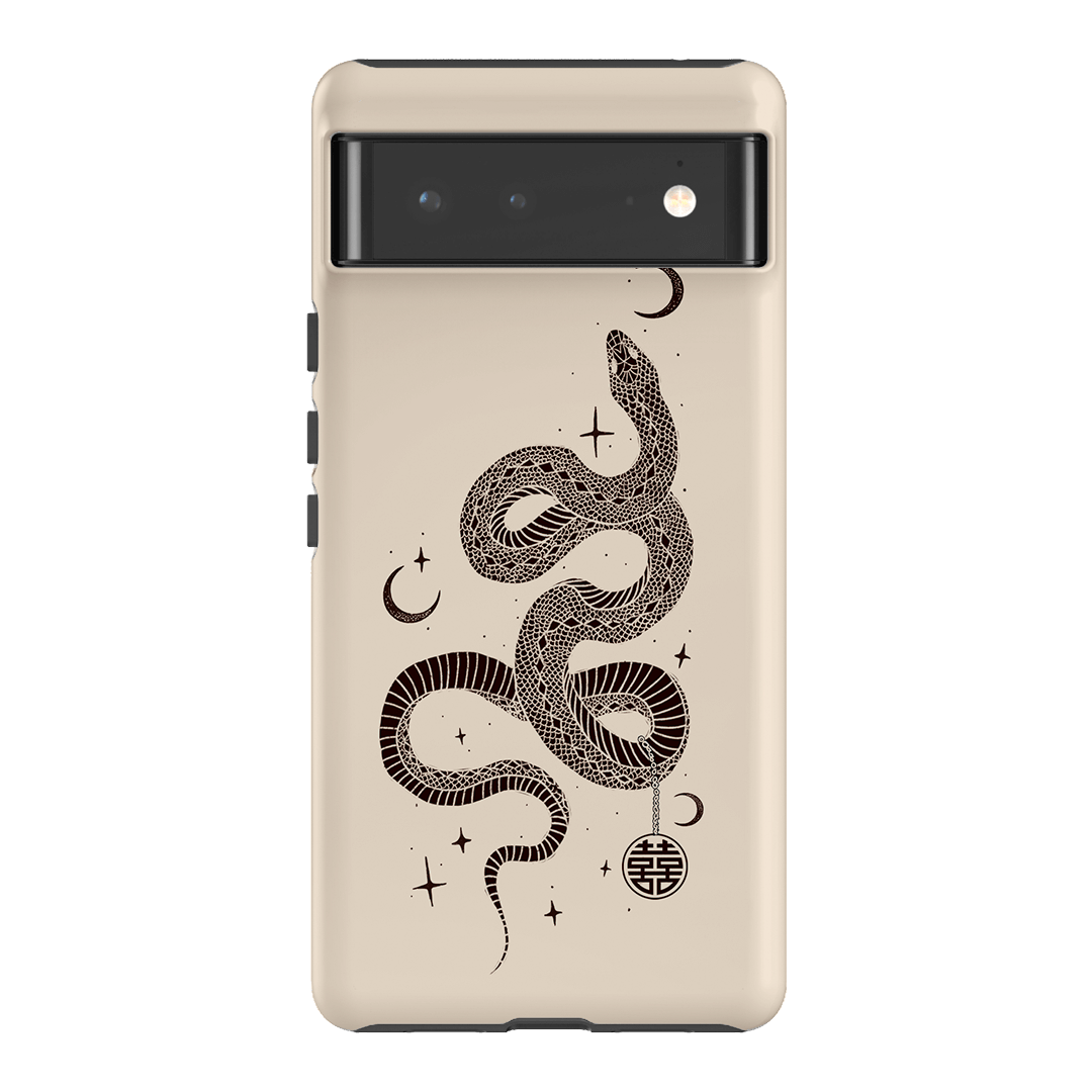 Astro Snake in Cream Printed Phone Cases by Veronica Tucker - The Dairy