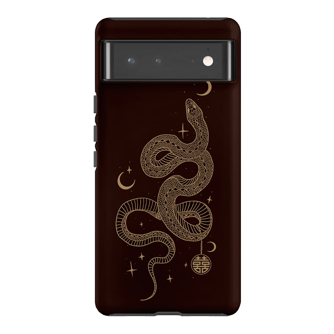 Astro Snake in Brown Printed Phone Cases by Veronica Tucker - The Dairy