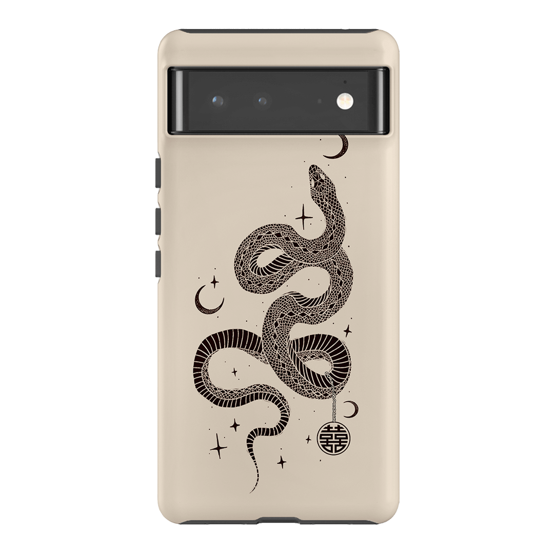 Astro Snake in Cream Printed Phone Cases by Veronica Tucker - The Dairy