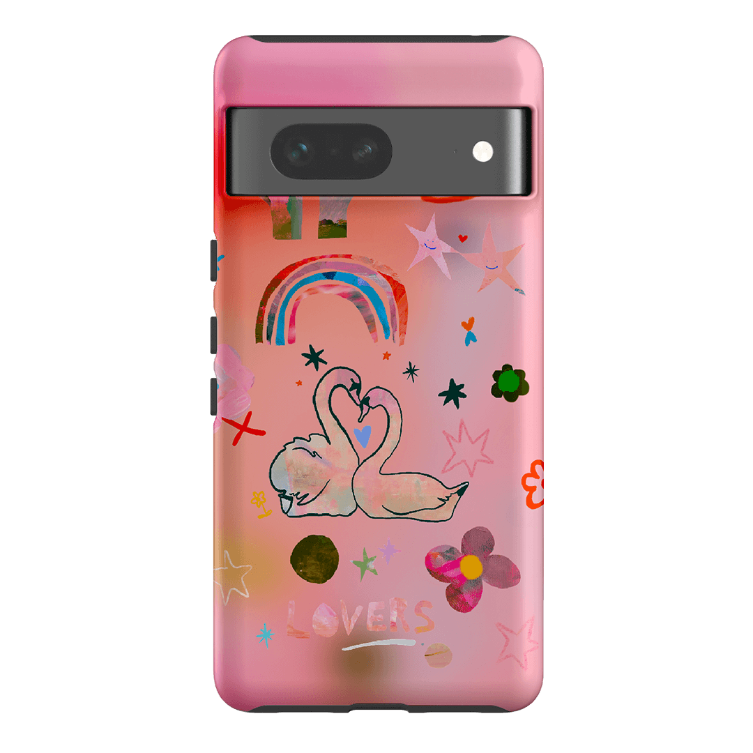 Pink Swan Printed Phone Cases Google Pixel 7 / Armoured by Kate Eliza - The Dairy