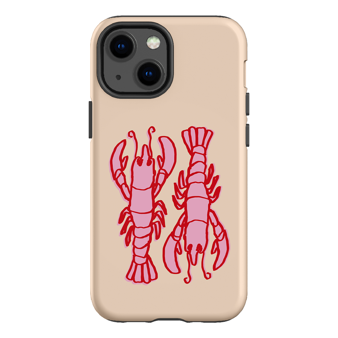 Lobster Love Peach Printed Phone Cases iPhone 13 Mini / Armoured by The Dairy - The Dairy