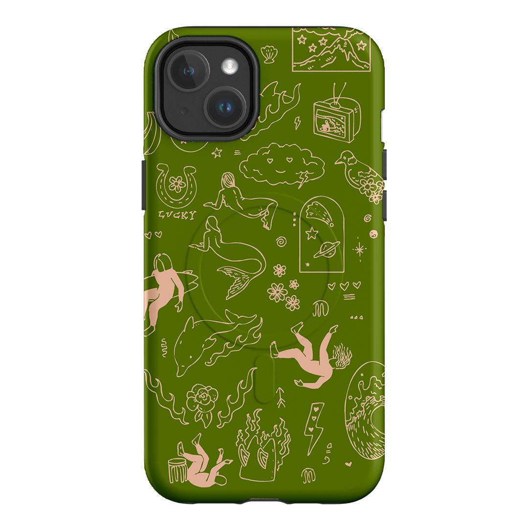 Easty Flash Green Printed Phone Cases iPhone 14 Plus / Armoured MagSafe by Easty Beasty - The Dairy