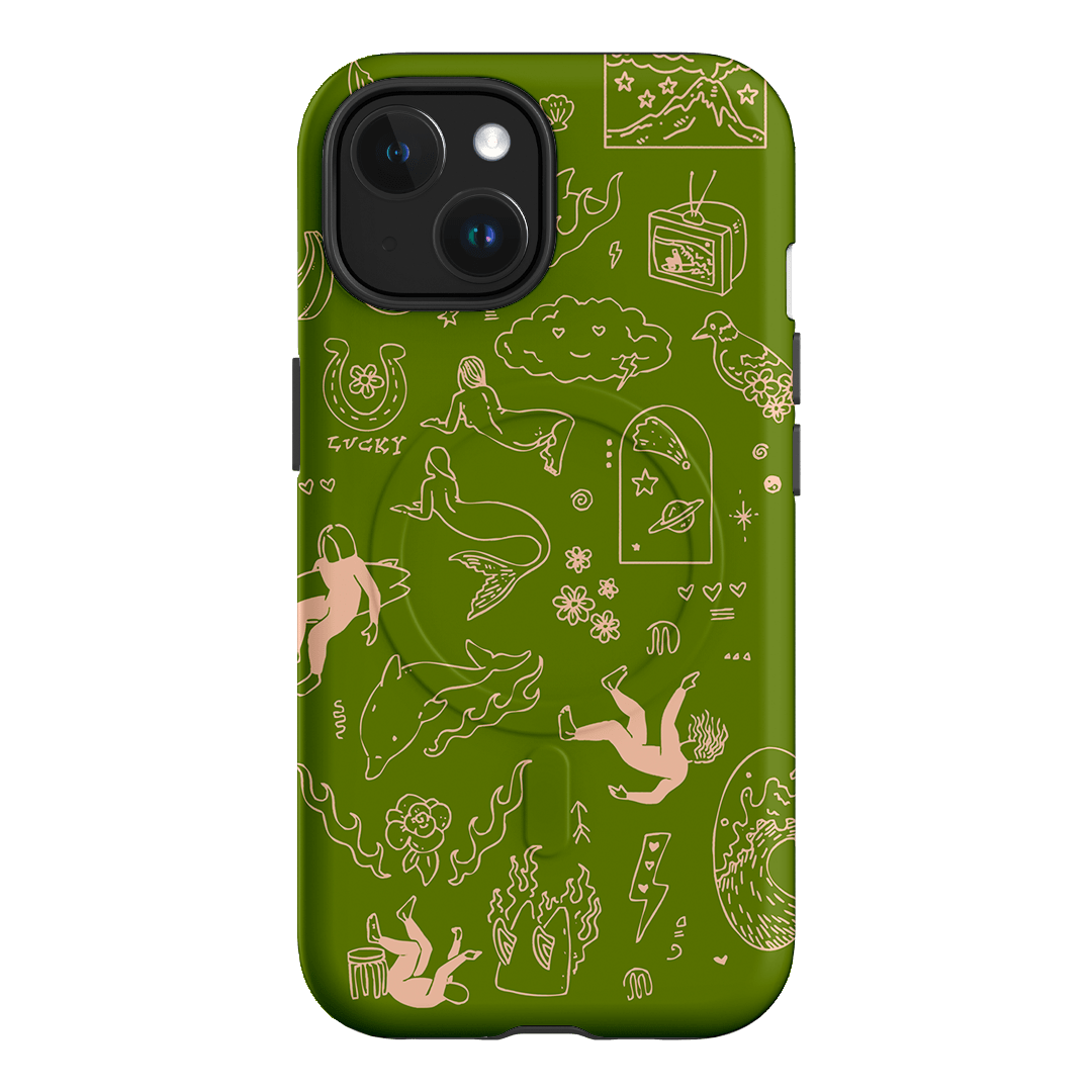 Easty Flash Green Printed Phone Cases iPhone 15 / Armoured MagSafe by Easty Beasty - The Dairy