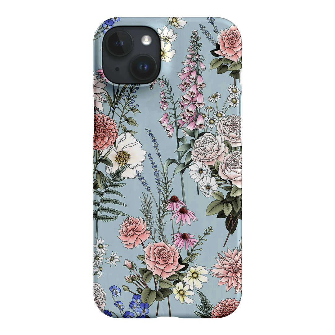 Garden Party Blue Printed Phone Cases iPhone 15 Plus / Snap by Typoflora - The Dairy