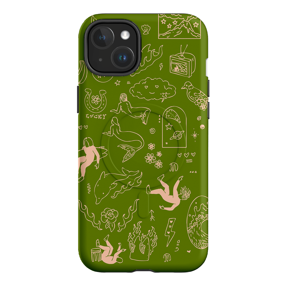 Easty Flash Green Printed Phone Cases iPhone 15 Plus / Armoured MagSafe by Easty Beasty - The Dairy