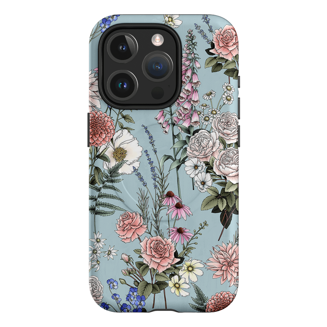 Garden Party Blue Printed Phone Cases iPhone 15 Pro / Armoured MagSafe by Typoflora - The Dairy