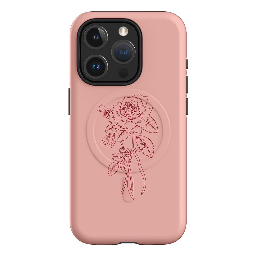 Pink Rose Printed Phone Cases iPhone 15 Pro / Armoured MagSafe by Typoflora - The Dairy