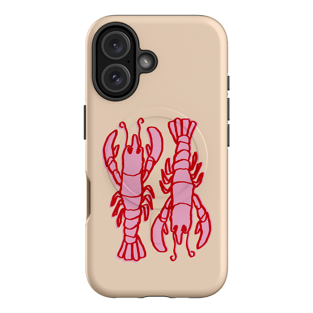 Lobster Love Peach Printed Phone Cases iPhone 16 / Armoured MagSafe by The Dairy - The Dairy