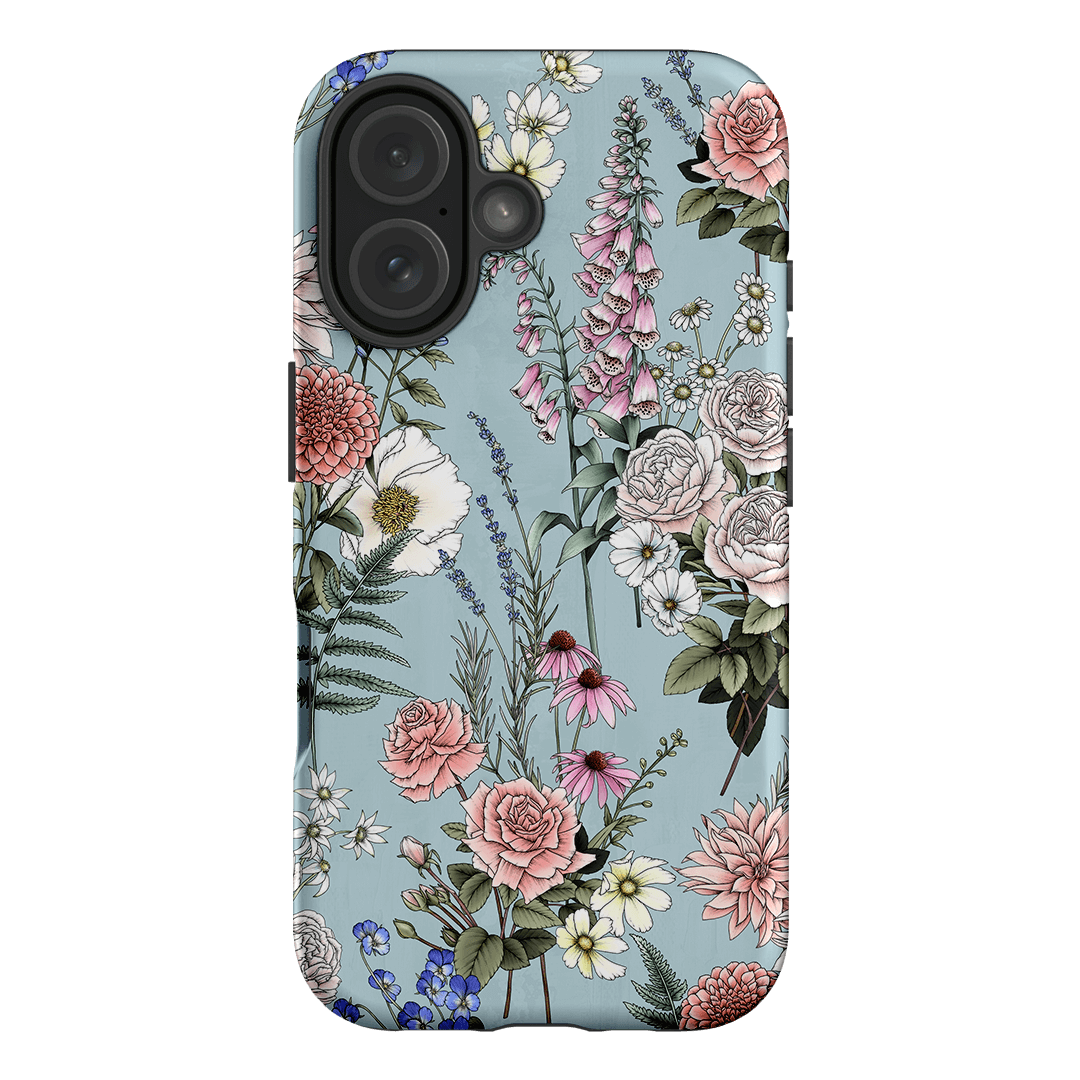 Garden Party Blue Printed Phone Cases iPhone 16 / Armoured by Typoflora - The Dairy