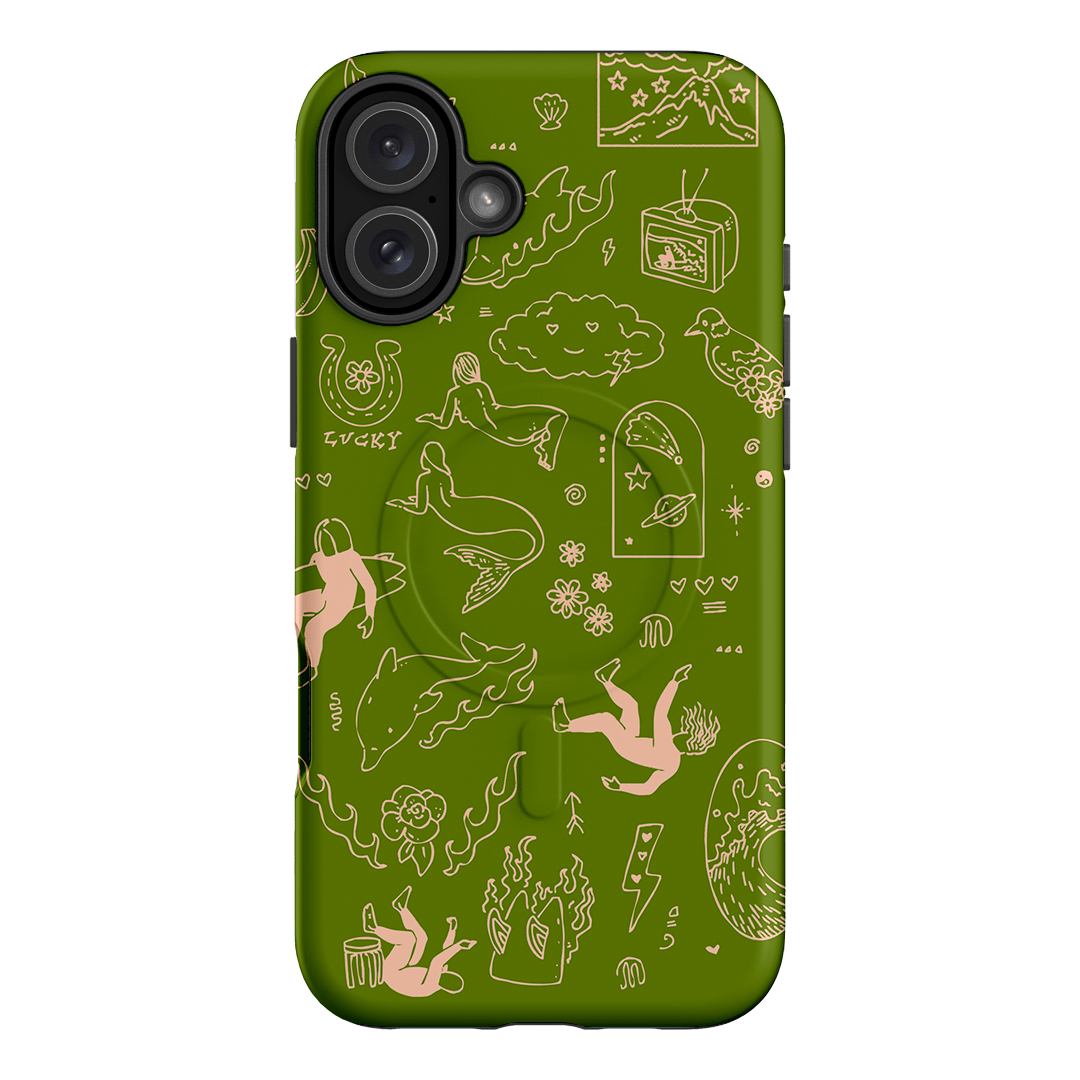 Easty Flash Green Printed Phone Cases iPhone 16 Plus / Armoured MagSafe by Easty Beasty - The Dairy