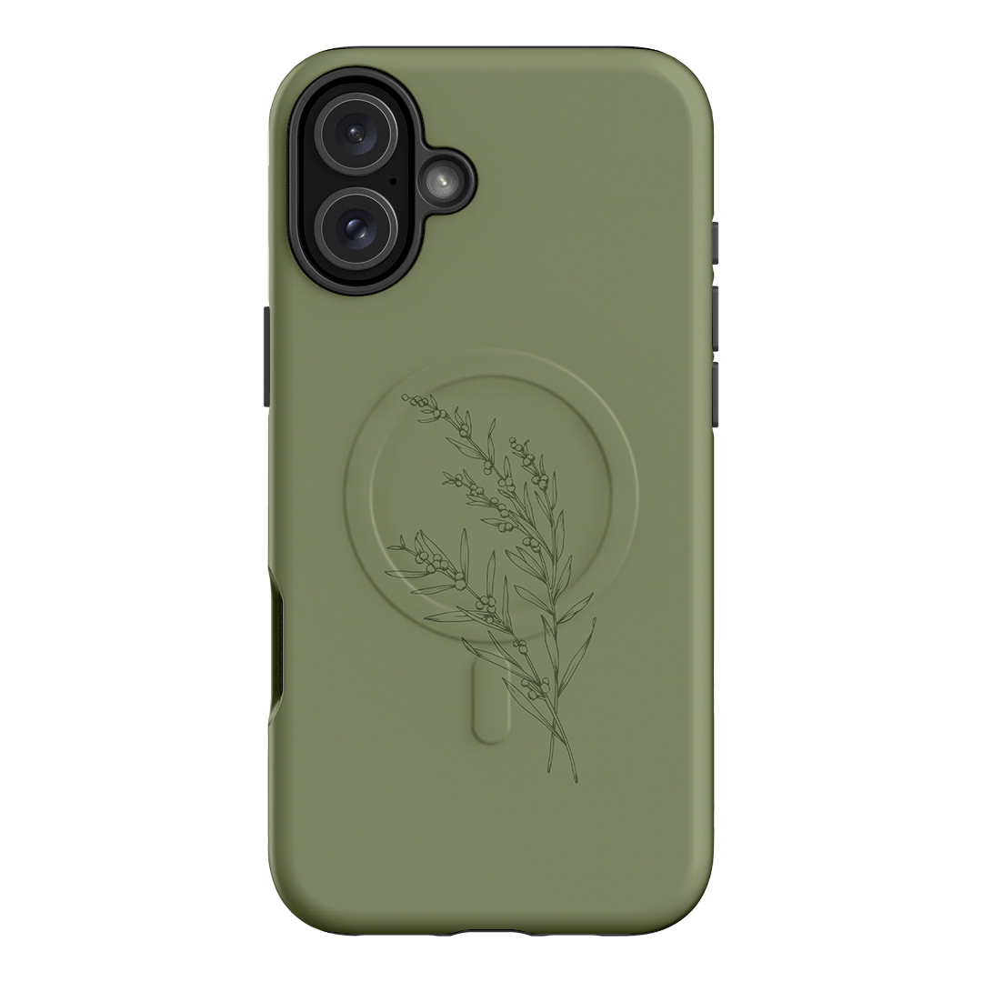 Khaki Wattle Printed Phone Cases iPhone 16 Plus / Armoured MagSafe by Typoflora - The Dairy