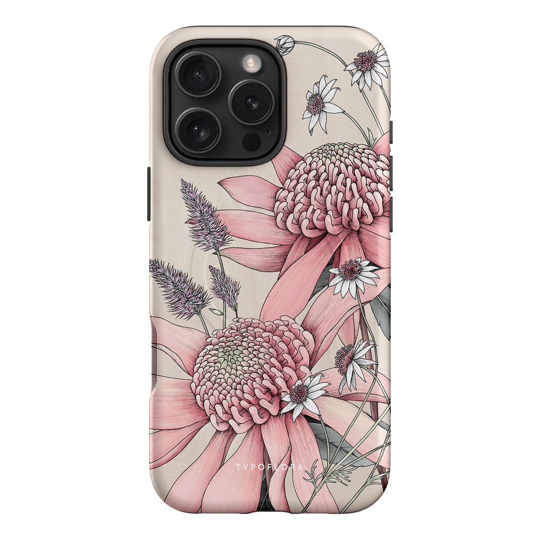 Pink Waratah Printed Phone Cases iPhone 16 Pro Max / Armoured MagSafe by Typoflora - The Dairy