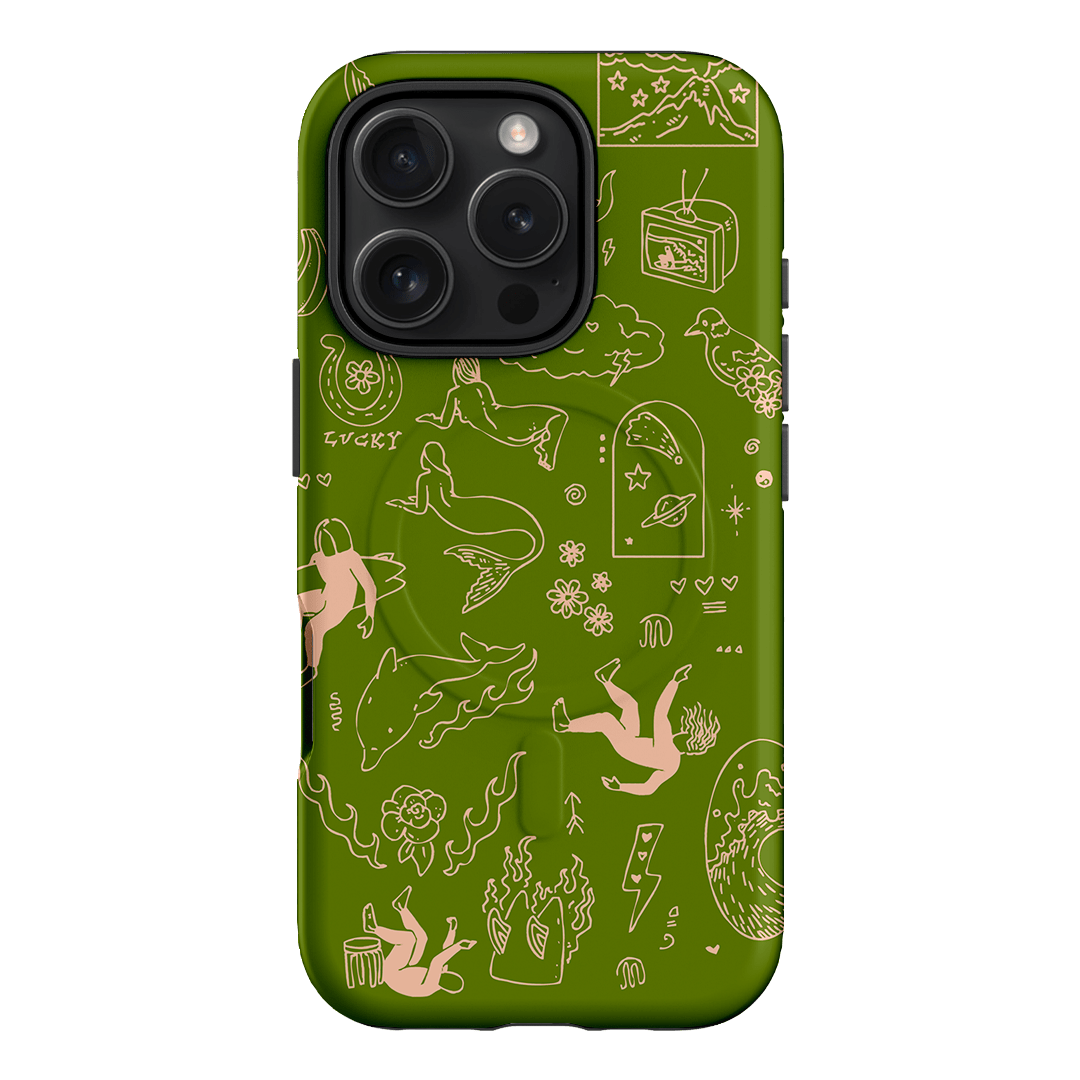 Easty Flash Green Printed Phone Cases iPhone 16 Pro / Armoured MagSafe by Easty Beasty - The Dairy