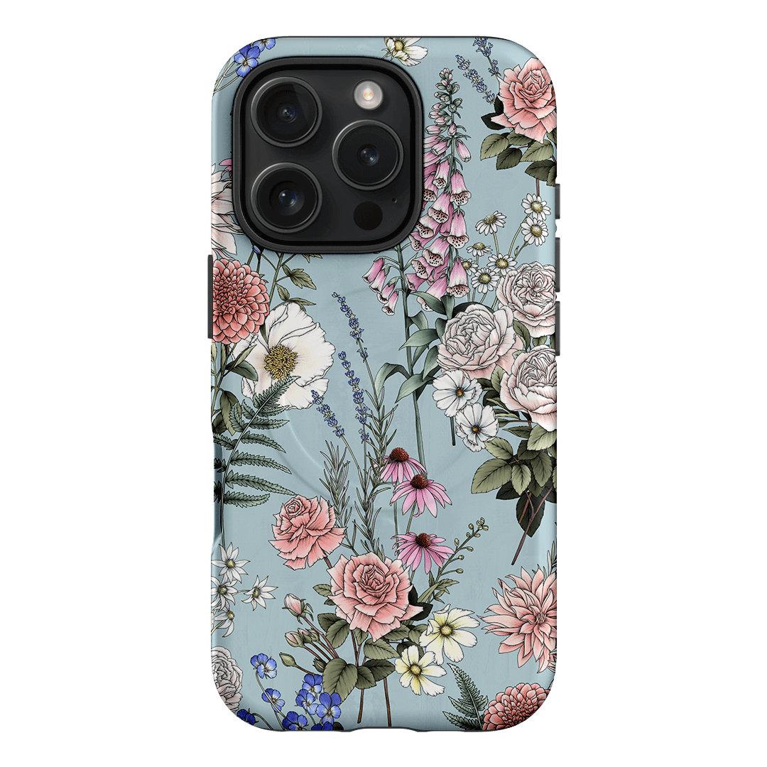 Garden Party Blue Printed Phone Cases iPhone 16 Pro / Armoured MagSafe by Typoflora - The Dairy