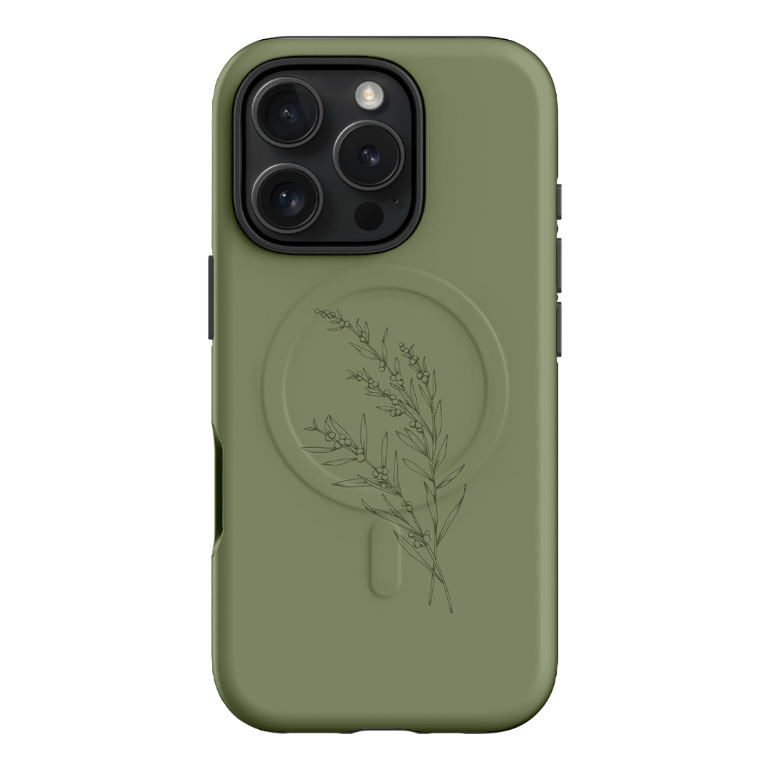 Khaki Wattle Printed Phone Cases iPhone 16 Pro / Armoured MagSafe by Typoflora - The Dairy