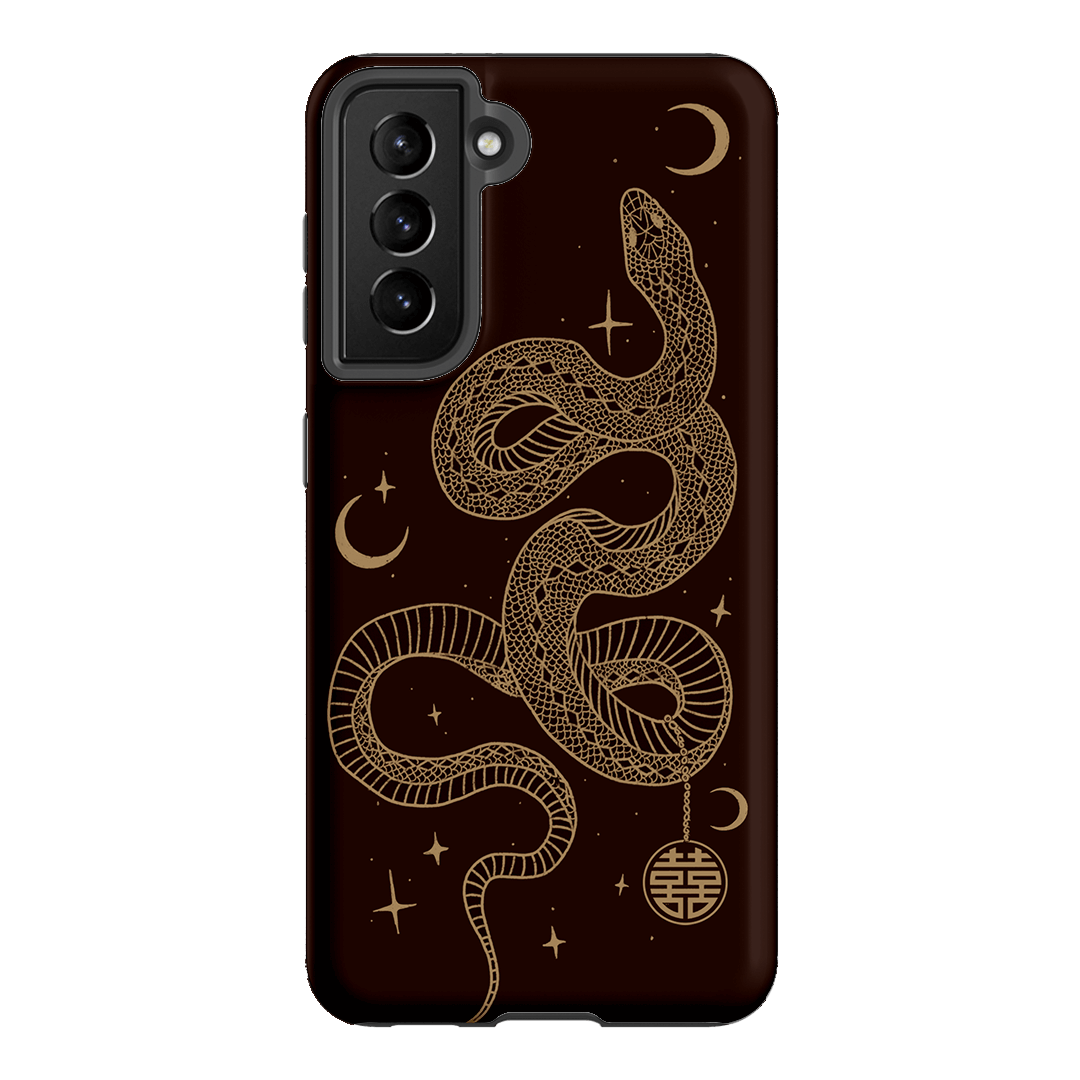 Astro Snake in Brown Printed Phone Cases by Veronica Tucker - The Dairy