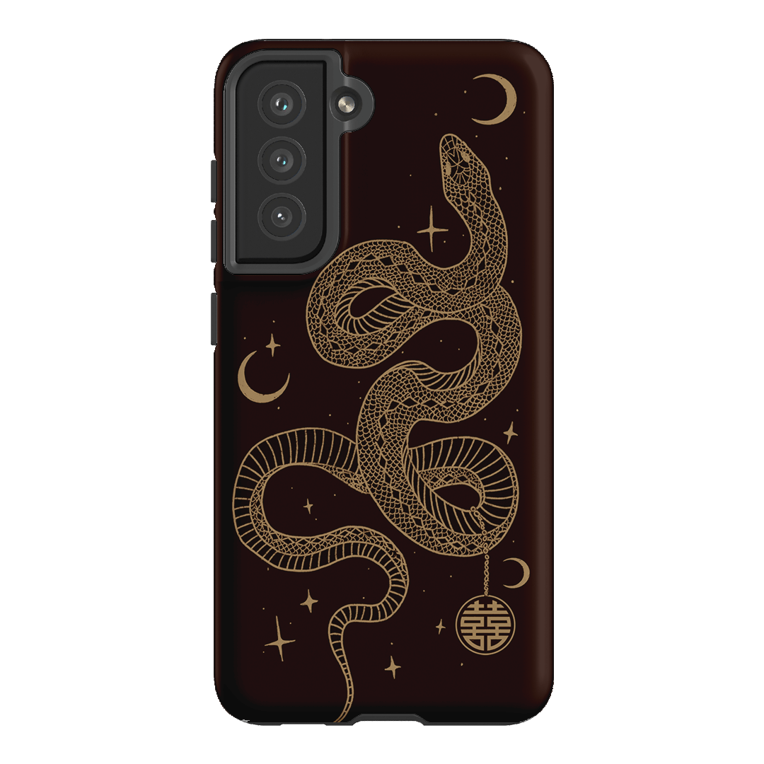 Astro Snake in Brown Printed Phone Cases by Veronica Tucker - The Dairy