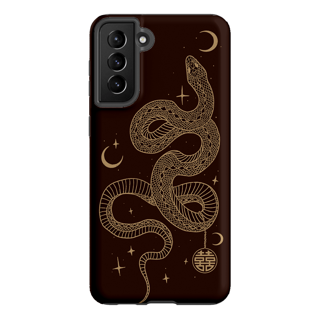 Astro Snake in Brown Printed Phone Cases by Veronica Tucker - The Dairy