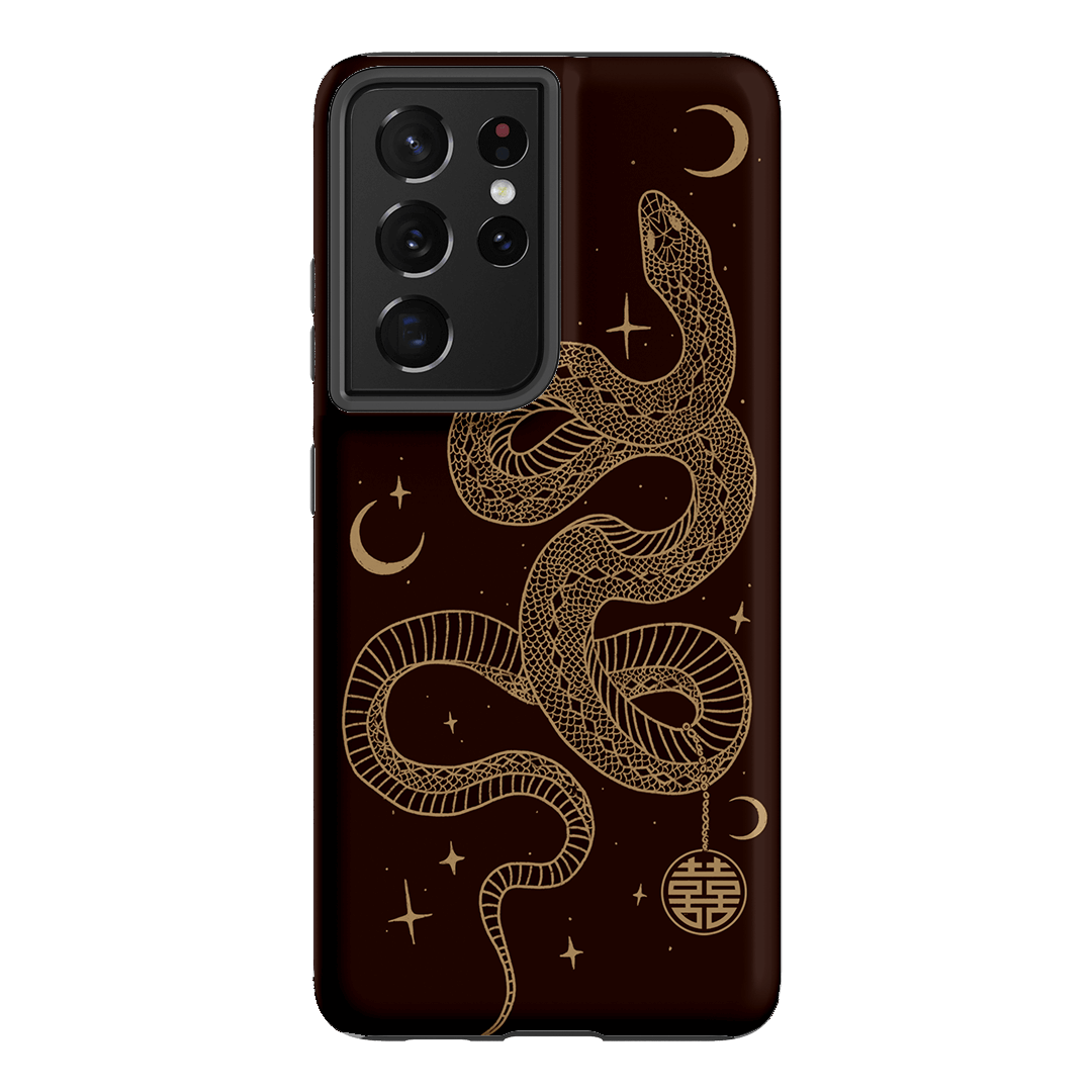 Astro Snake in Brown Printed Phone Cases by Veronica Tucker - The Dairy