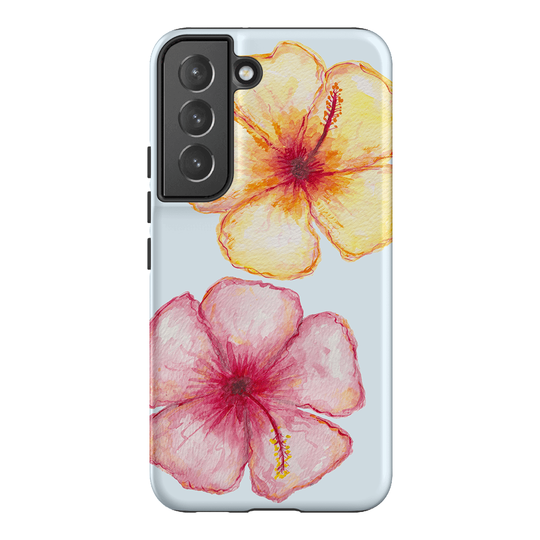 Hibiscus Flower Blue Printed Phone Cases Samsung Galaxy S22 Plus / Armoured by BG. Studio - The Dairy