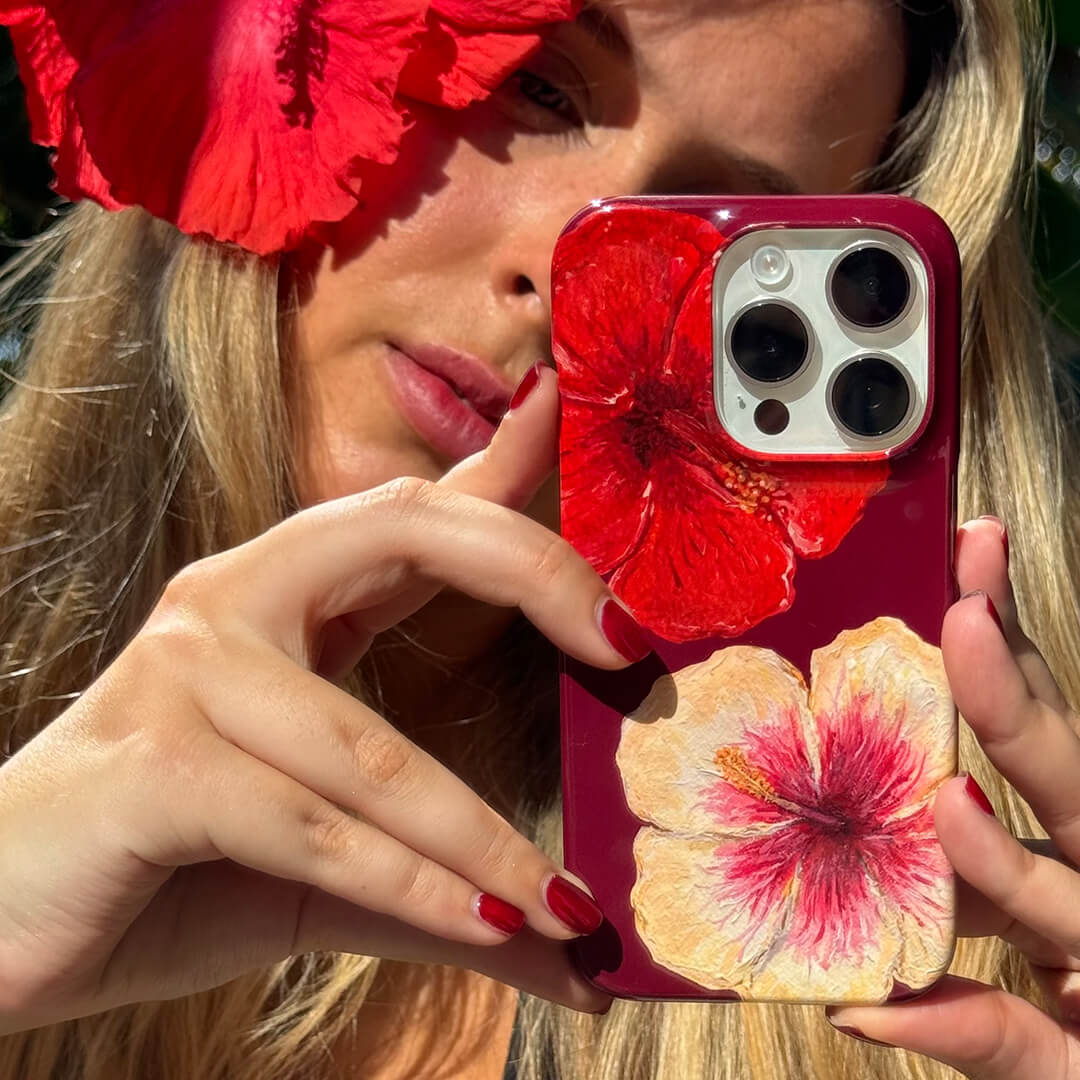 Hibiscus Flower Printed Phone Cases by BG. Studio - The Dairy