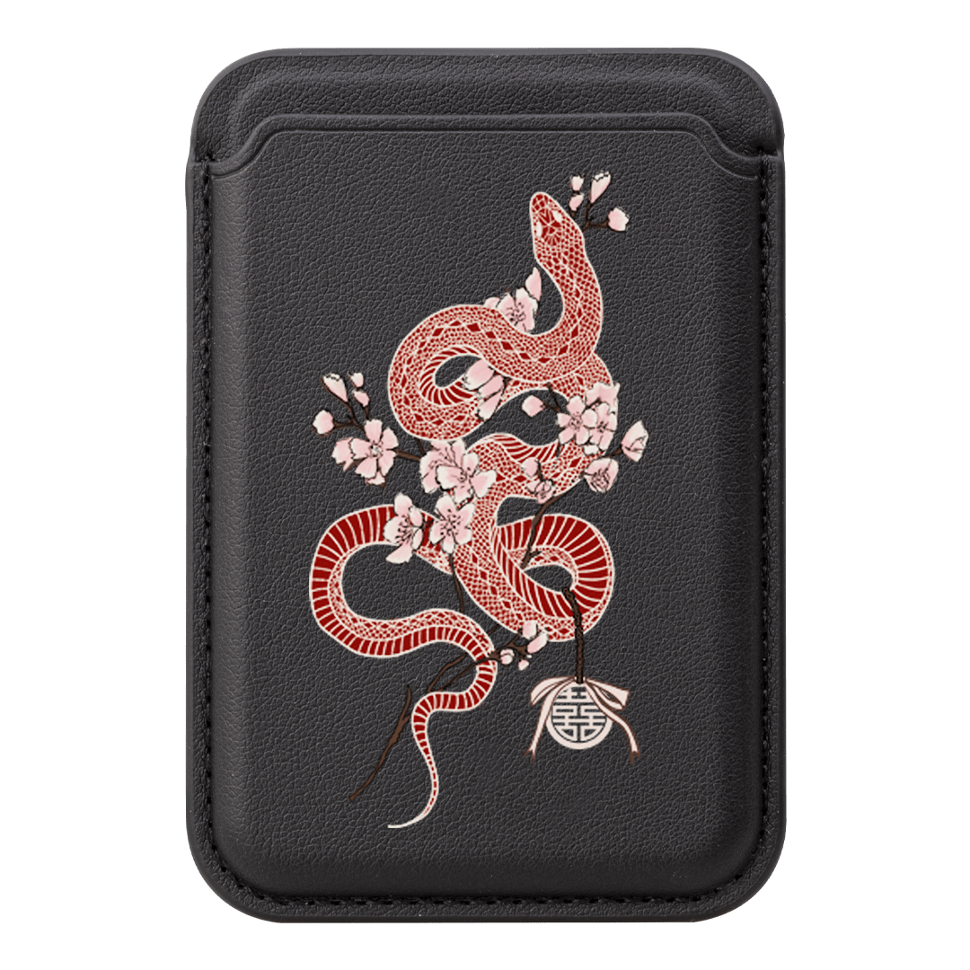 Blossom Snake in Red MagSafe Wallet