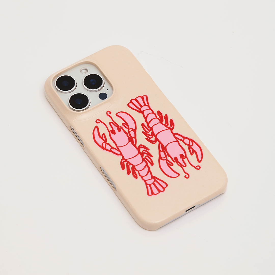 Lobster Love Peach Printed Phone Cases by The Dairy - The Dairy