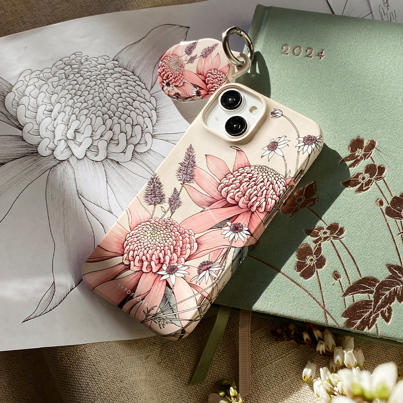 Typoflora's phone cases and tech accessories collection, offering bold designs and reliable protection