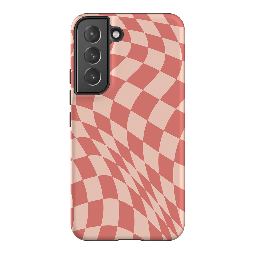 Wavy Check Blush on Blush Matte Case Matte Phone Cases Samsung Galaxy S21 FE / Armoured by The Dairy - The Dairy