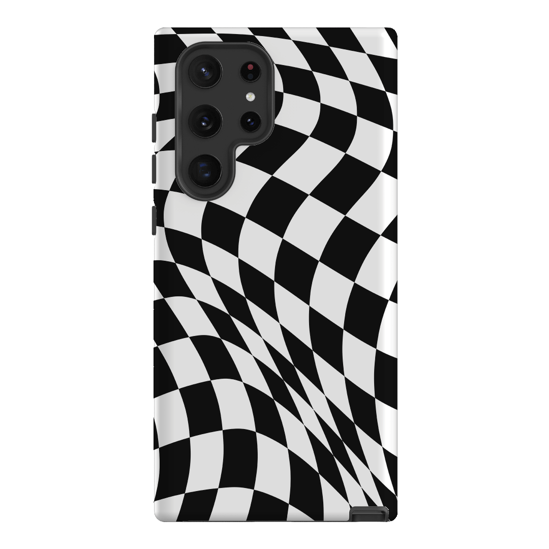 Wavy Check Noir Matte Case Matte Phone Cases Samsung Galaxy S22 Ultra / Armoured by The Dairy - The Dairy